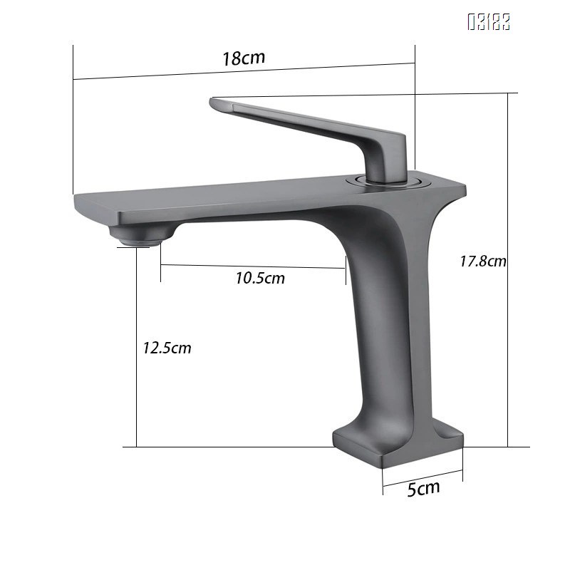 Brass Bathroom sink basin faucet wash basin splash-proof ChromeCold and Hot water single hole gunmetal Grey