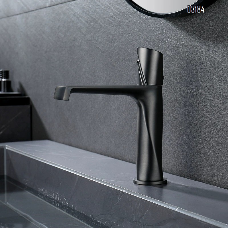 High-end all-Brass cold and hot wash basin faucet with spiral waterfall outlet surface basin water-saving