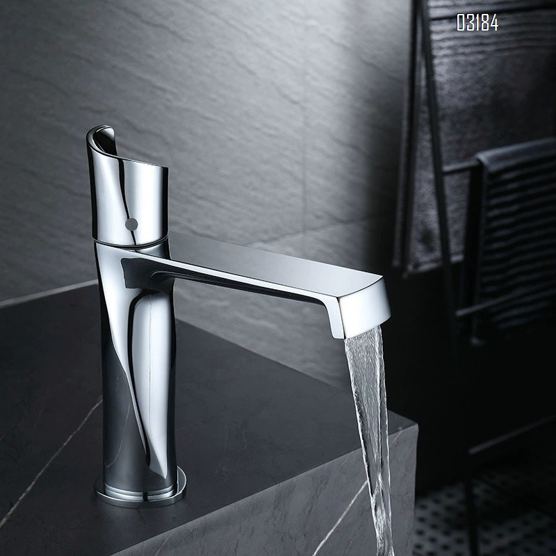 High-end all-Brass cold and hot wash basin faucet with spiral waterfall outlet surface basin water-saving