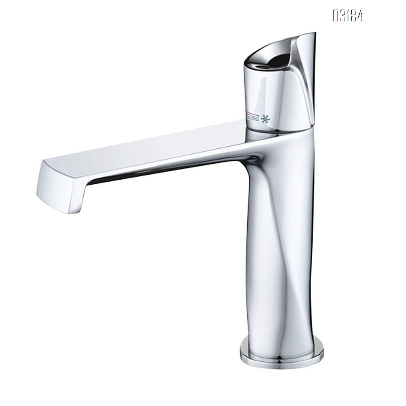 High-end all-Brass cold and hot wash basin faucet with spiral waterfall outlet surface basin water-saving