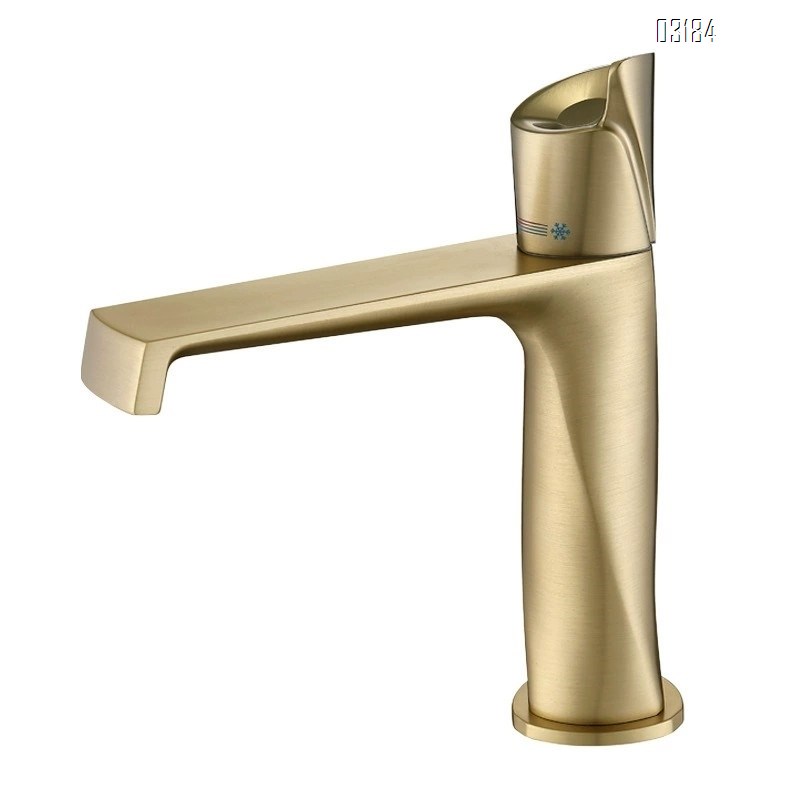 High-end all-Brass cold and hot wash basin faucet with spiral waterfall outlet surface basin water-saving