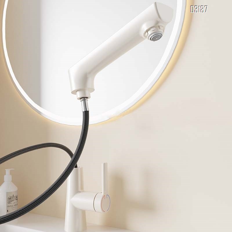Cream style bathroom wash basin  faucet for homewith pull-out lift cold and hot cabinet all Brass faucet