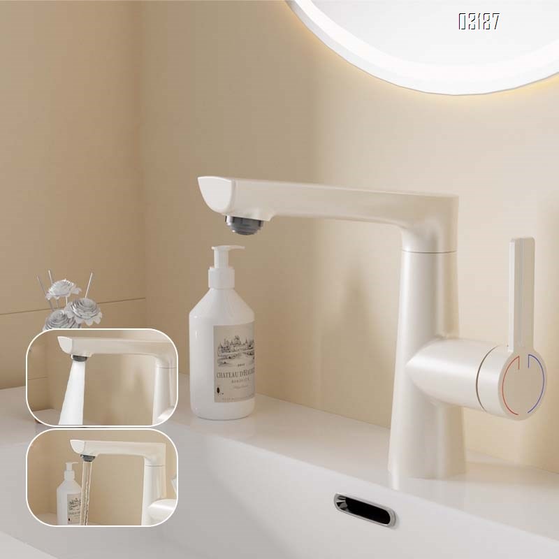 Cream style bathroom wash basin  faucet for homewith pull-out lift cold and hot cabinet all Brass faucet