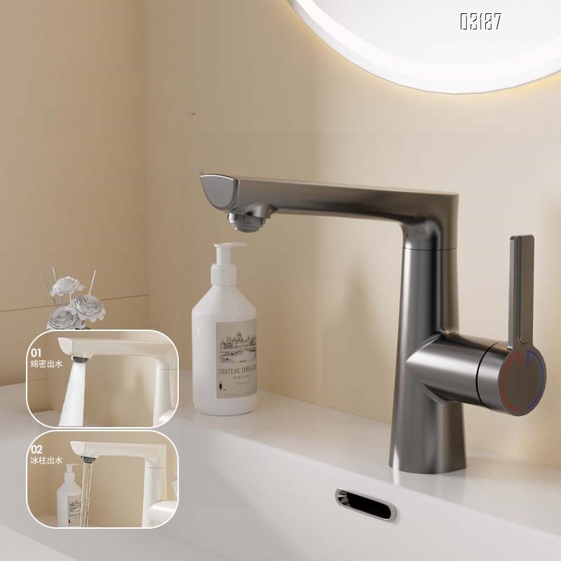 Cream style bathroom wash basin  faucet for homewith pull-out lift cold and hot cabinet all Brass faucet