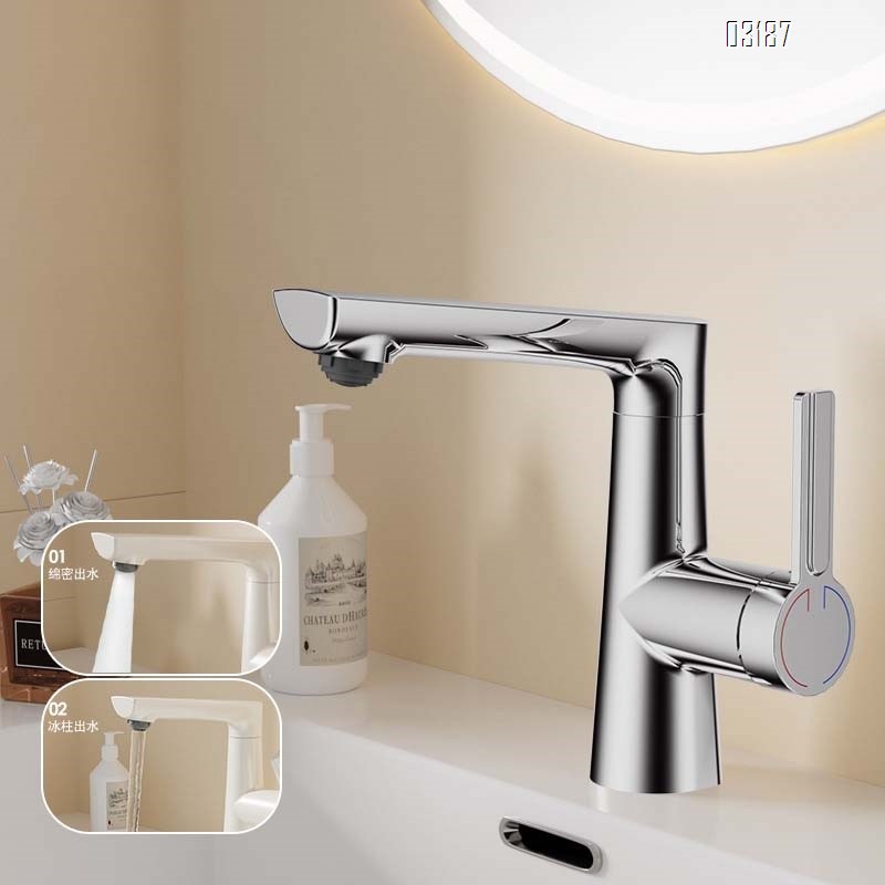 Cream style bathroom wash basin  faucet for homewith pull-out lift cold and hot cabinet all Brass faucet