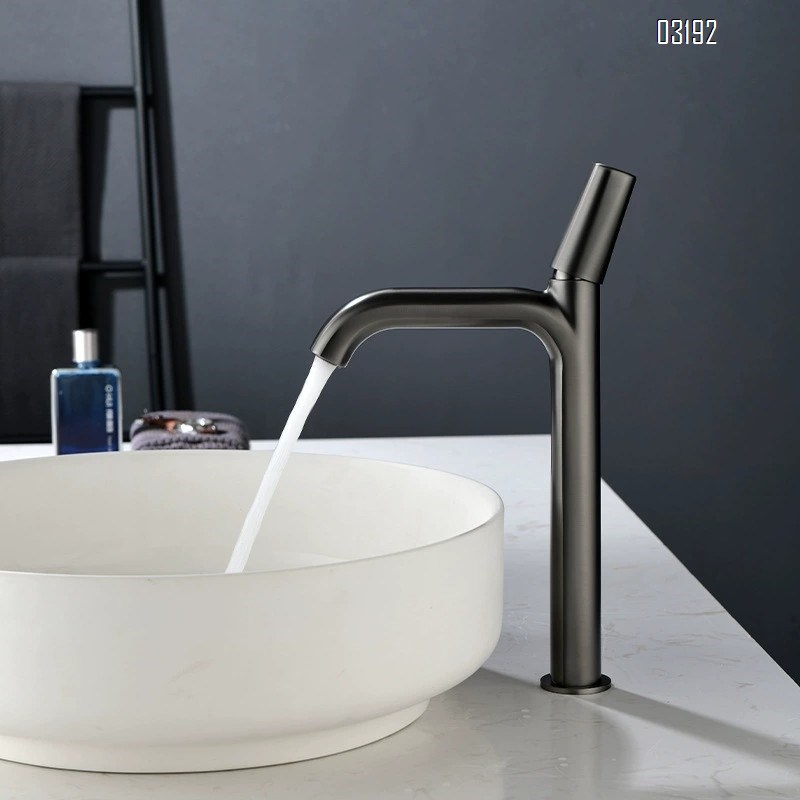 Cold and hot water faucet for wash basin all Brass gun gray bathroom upper and lower basin for wash stand bathroom cabinet Tap