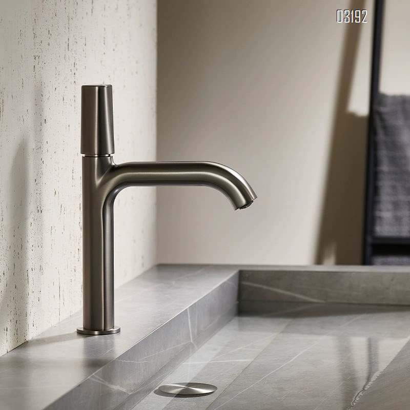 Cold and hot water faucet for wash basin all Brass gun gray bathroom upper and lower basin for wash stand bathroom cabinet Tap