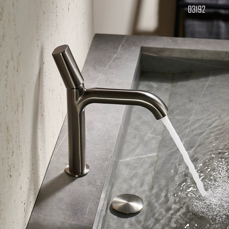 Cold and hot water faucet for wash basin all Brass gun gray bathroom upper and lower basin for wash stand bathroom cabinet Tap