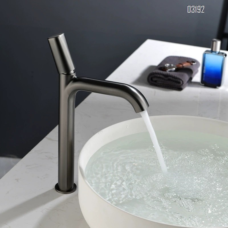 Cold and hot water faucet for wash basin all Brass gun gray bathroom upper and lower basin for wash stand bathroom cabinet Tap