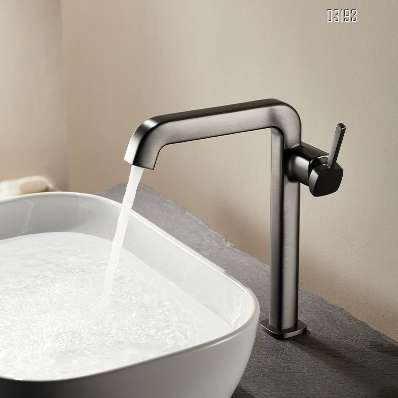 all Brass gun gray Cold and hot water faucet for wash basin bathroom upper and lower basin for wash stand bathroom cabinet Tap