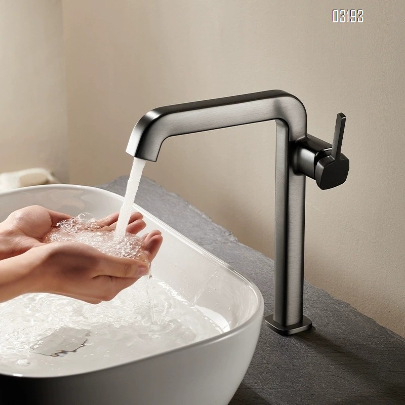 all Brass gun gray Cold and hot water faucet for wash basin bathroom upper and lower basin for wash stand bathroom cabinet Tap