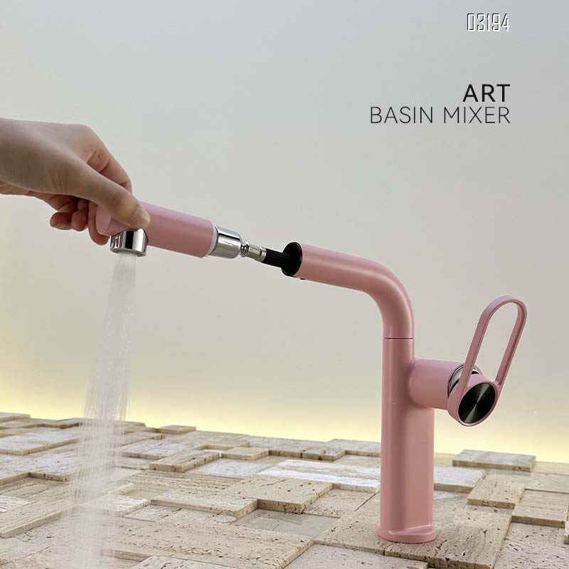 Cold and hot water faucet for wash basin rotary pull-out type bathroom vanity wash stand upper and lower cabinet Tap
