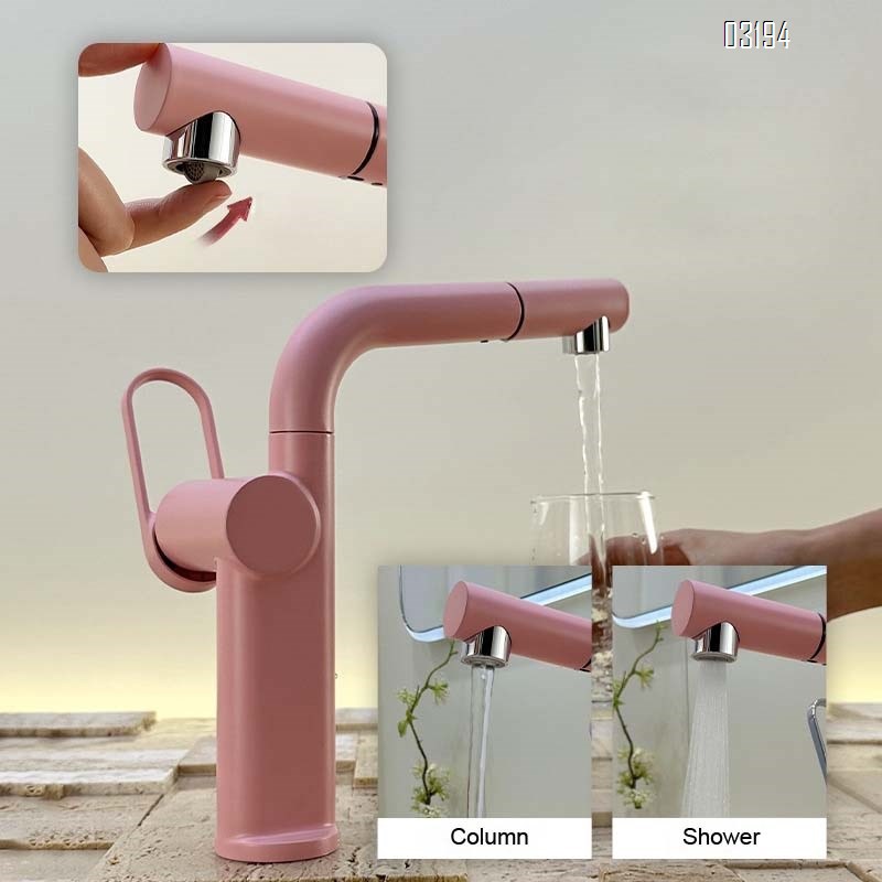 Cold and hot water faucet for wash basin rotary pull-out type bathroom vanity wash stand upper and lower cabinet Tap