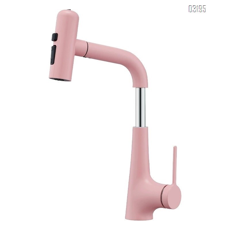 Yelllow Cold and hot water faucet for wash basin rotary pull-out type bathroom vanity wash stand upper and lower cabinet Tap