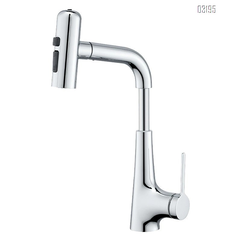 Yelllow Cold and hot water faucet for wash basin rotary pull-out type bathroom vanity wash stand upper and lower cabinet Tap