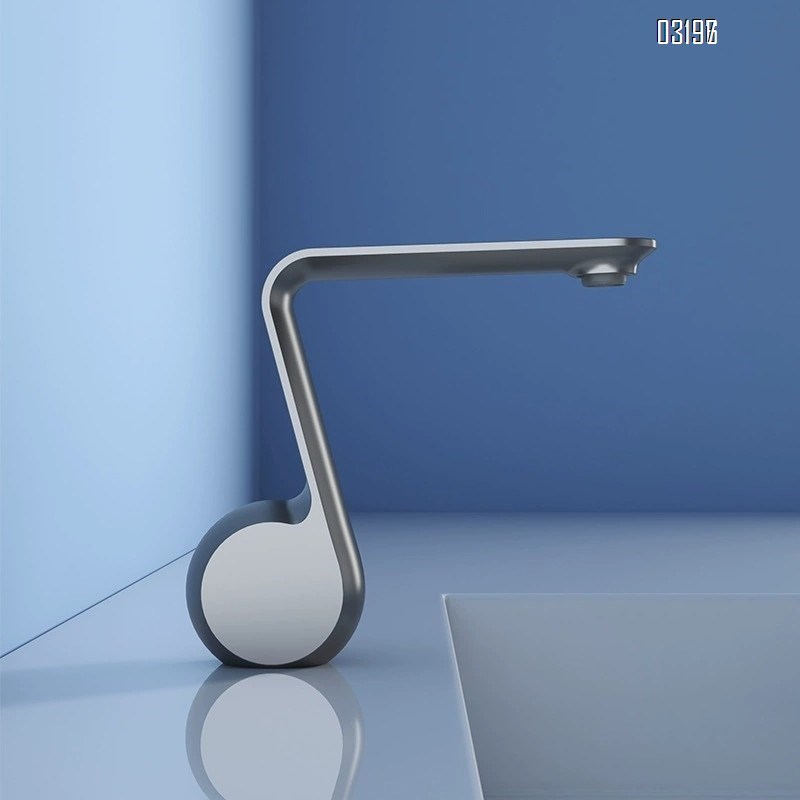 New full Brass creative gun gray and cream white wash basin washstand basin cold and hot splash-proof cold and hot wash basin faucet