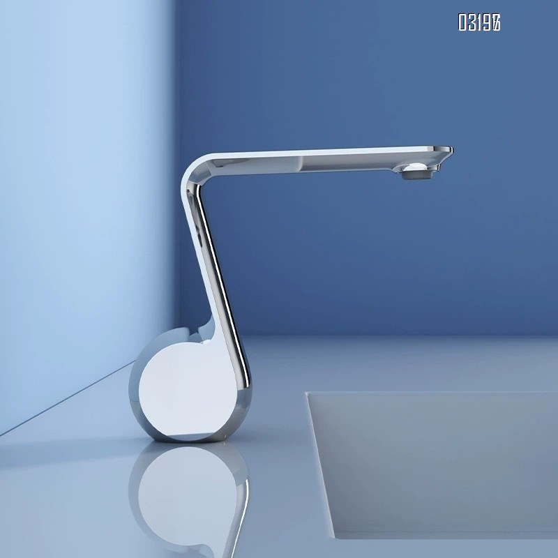 New full Brass creative gun gray and cream white wash basin washstand basin cold and hot splash-proof cold and hot wash basin faucet
