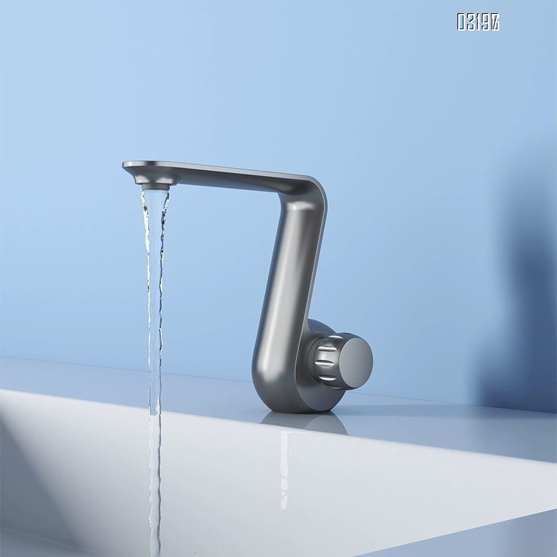 New full Brass creative gun gray and cream white wash basin washstand basin cold and hot splash-proof cold and hot wash basin faucet