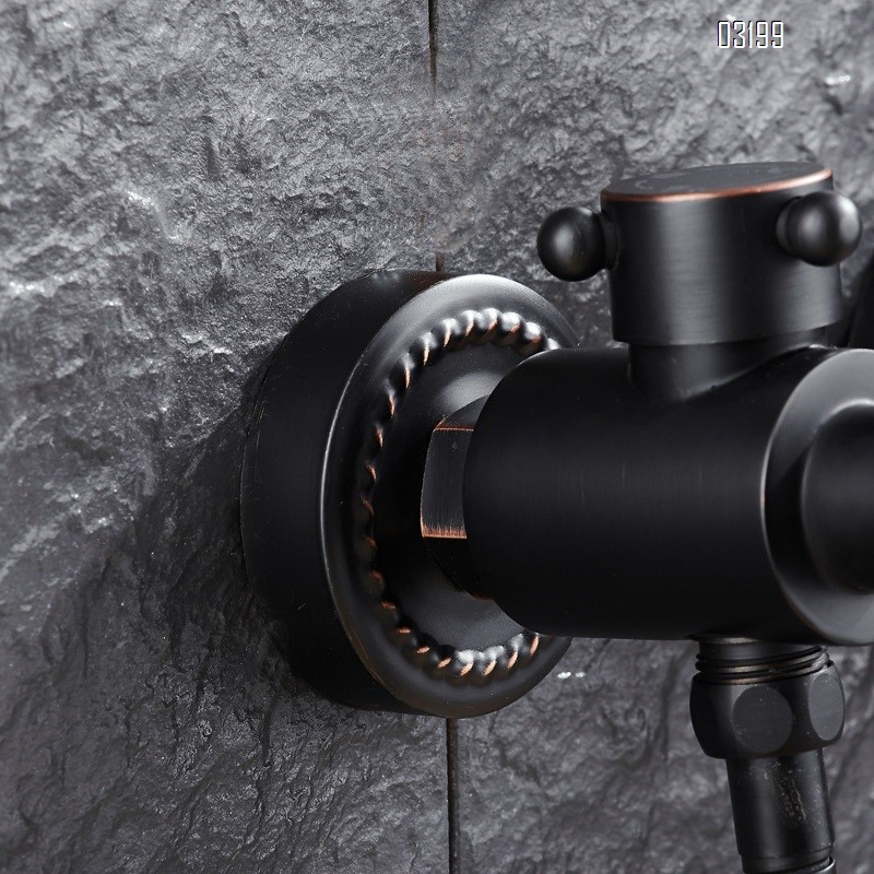 European full Brass black ancient three-gear hand-held shower set with lifting top spray shower faucet