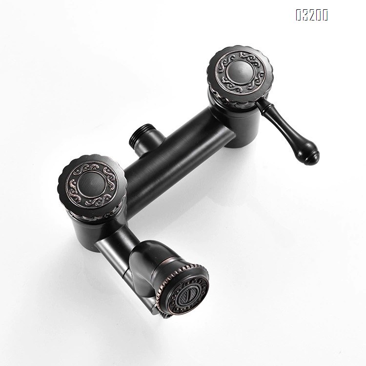 All-Brass new four-speed black ancient carving shower big top spray head with female wash gun spray shower faucet