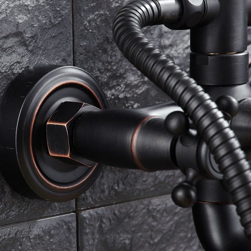 European black bronze three-speed hand-held set with lifting shower head top spray shower faucet shower set