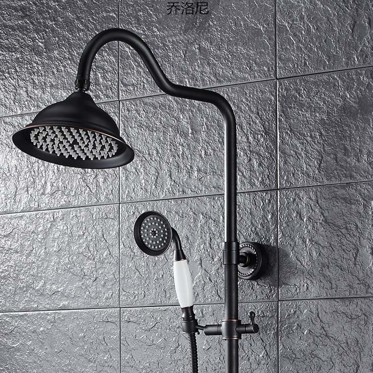 European black bronze three-speed hand-held set with lifting shower head top spray shower faucet shower set