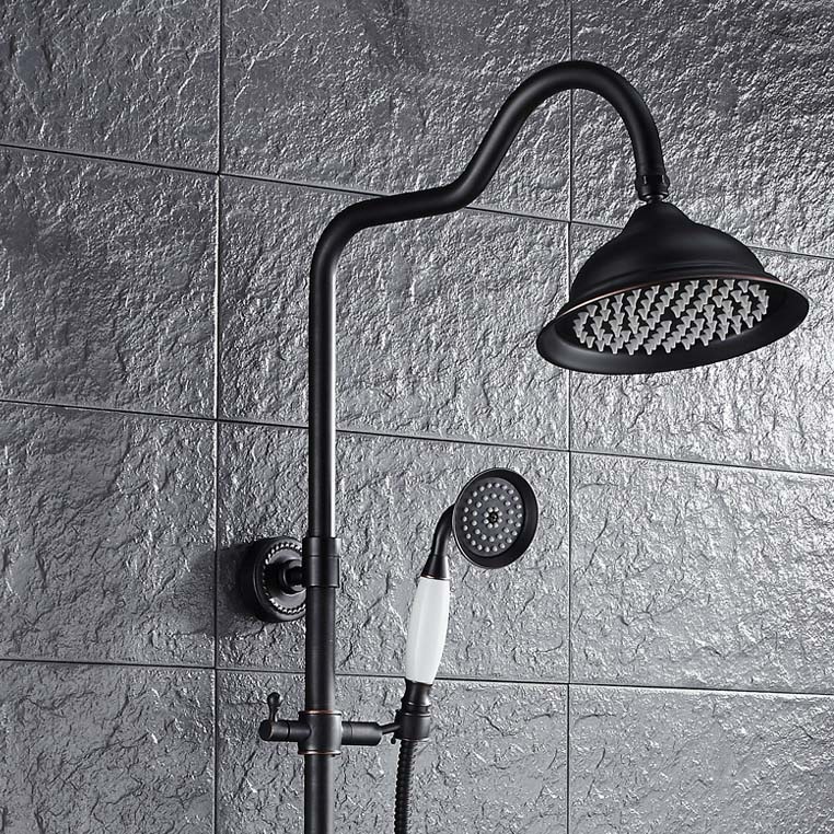 European black bronze three-speed hand-held set with lifting shower head top spray shower faucet shower set