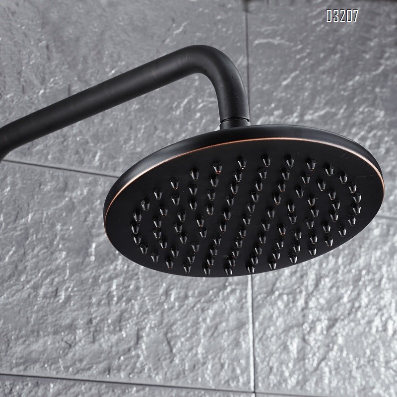 Black Ancient Flower Shower Full Brass Cold and Hot Mixing Valve Shower Head Temperature-Constant Lifting Rotating Shower Set