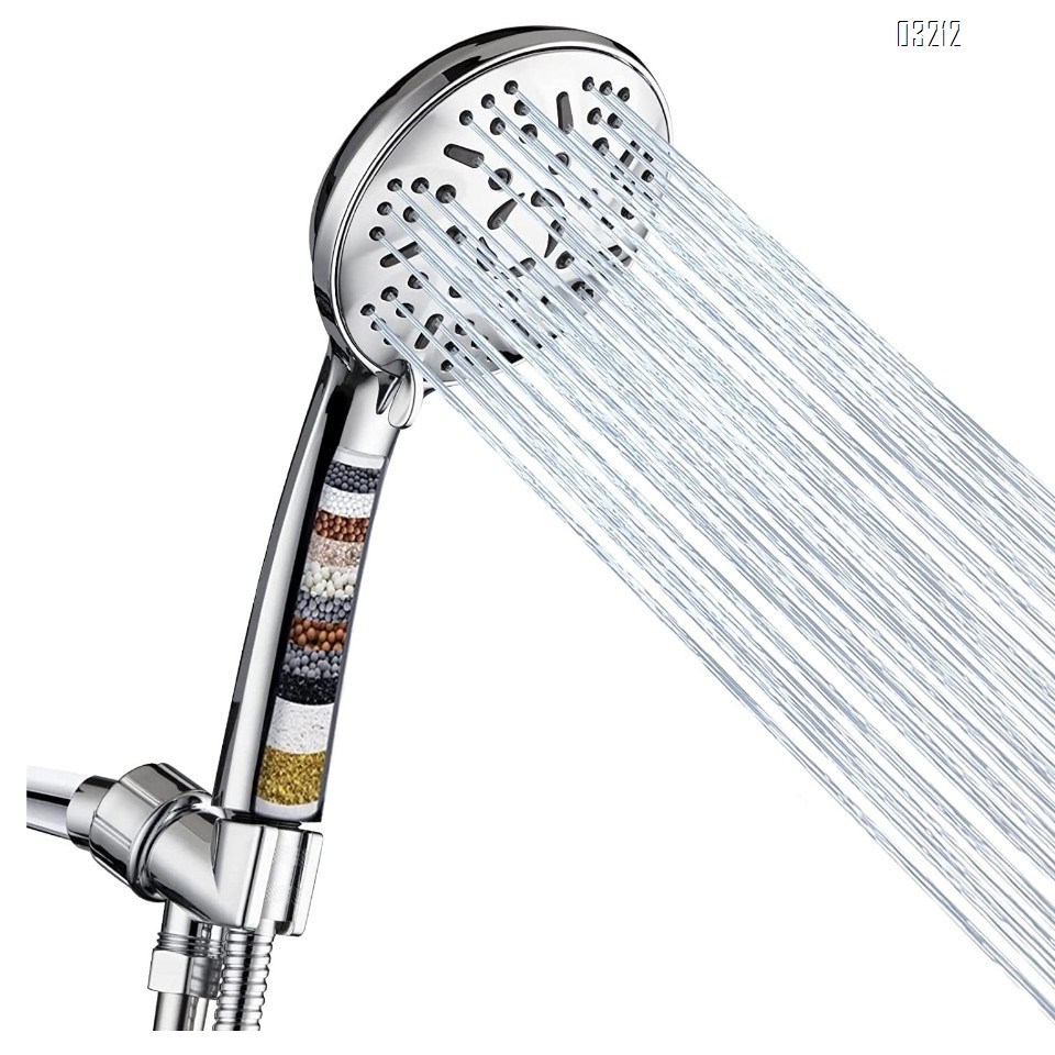 High-Pressure 9-Setting Hand Shower Set Anti-Clog Nozzle Hand Held Shower Head with Stainless Hose and Bracket