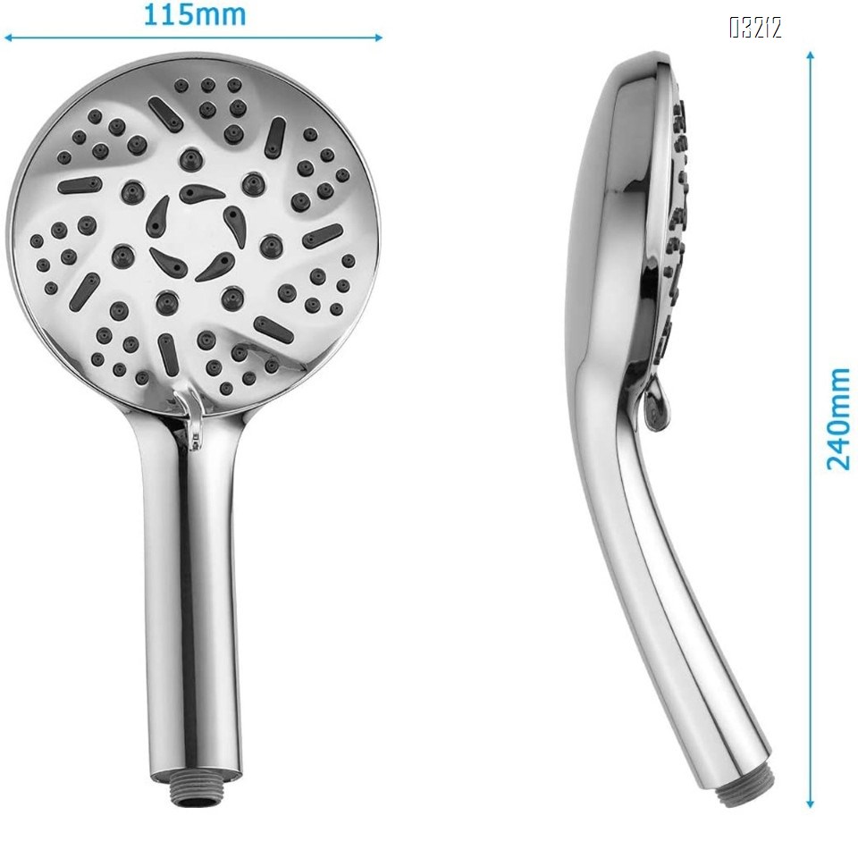 High-Pressure 9-Setting Hand Shower Set Anti-Clog Nozzle Hand Held Shower Head with Stainless Hose and Bracket