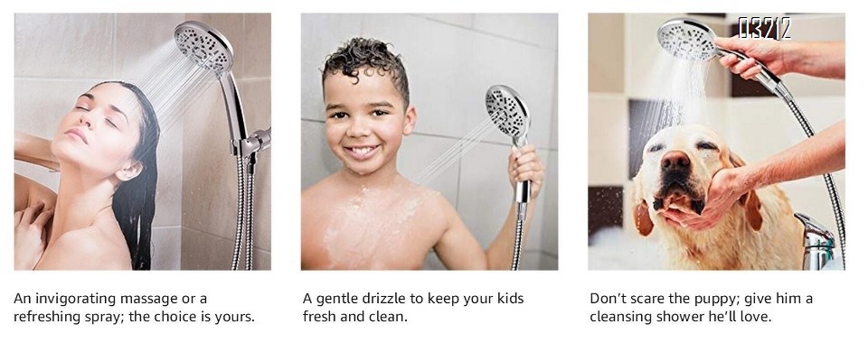 High-Pressure 9-Setting Hand Shower Set Anti-Clog Nozzle Hand Held Shower Head with Stainless Hose and Bracket