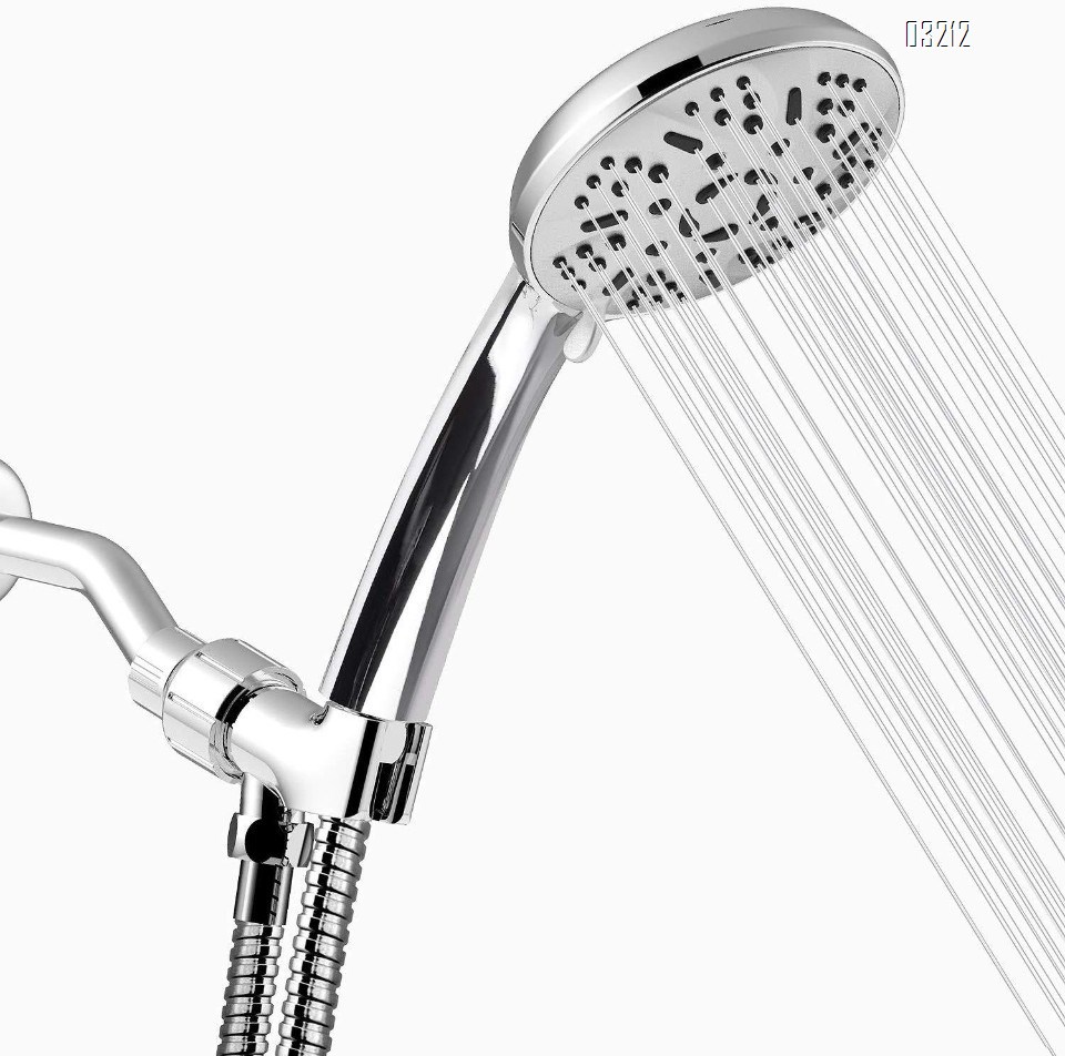 High-Pressure 9-Setting Hand Shower Set Anti-Clog Nozzle Hand Held Shower Head with Stainless Hose and Bracket