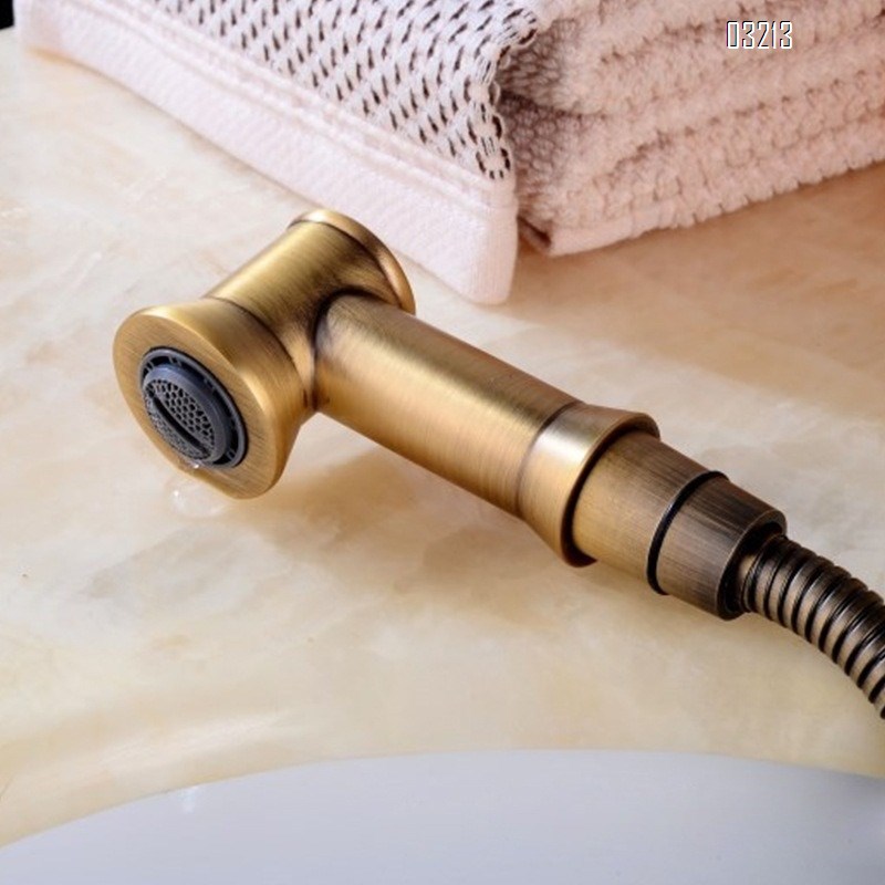 Antique bamboo joint pull-out faucet all Brass vintage under-counter basin wash extendable new Chinese style