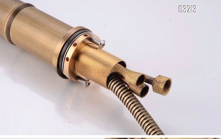 Antique bamboo joint pull-out faucet all Brass vintage under-counter basin wash extendable new Chinese style