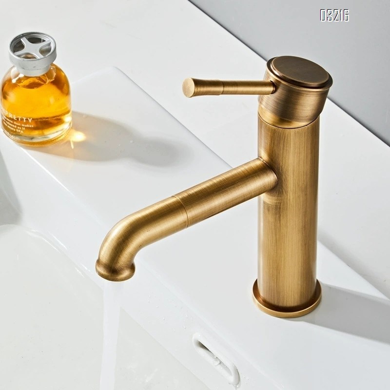 All-Brass antique-style Bathroom sink faucet for cold and hot water for home use for hand face hair washing sw rotation Tap