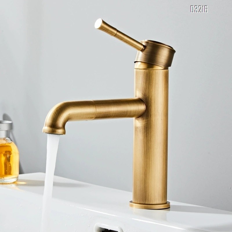 All-Brass antique-style Bathroom sink faucet for cold and hot water for home use for hand face hair washing sw rotation Tap
