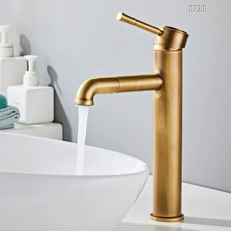 All-Brass antique-style Bathroom sink faucet for cold and hot water for home use for hand face hair washing sw rotation Tap
