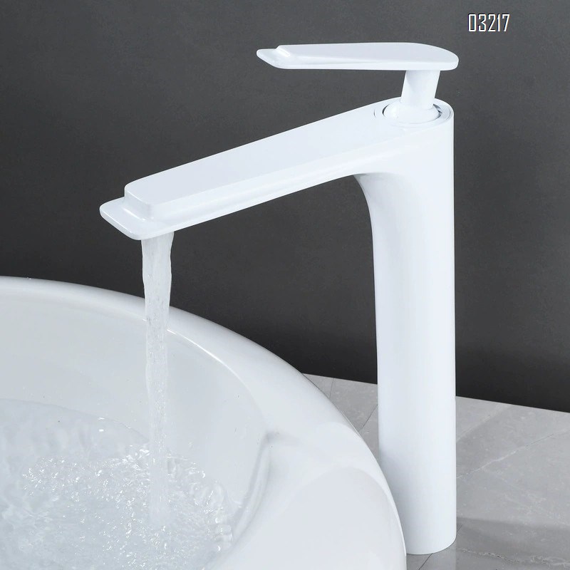 All-Brass black and gold wash basin faucet with a long spout for cold and hot water in the bathroom