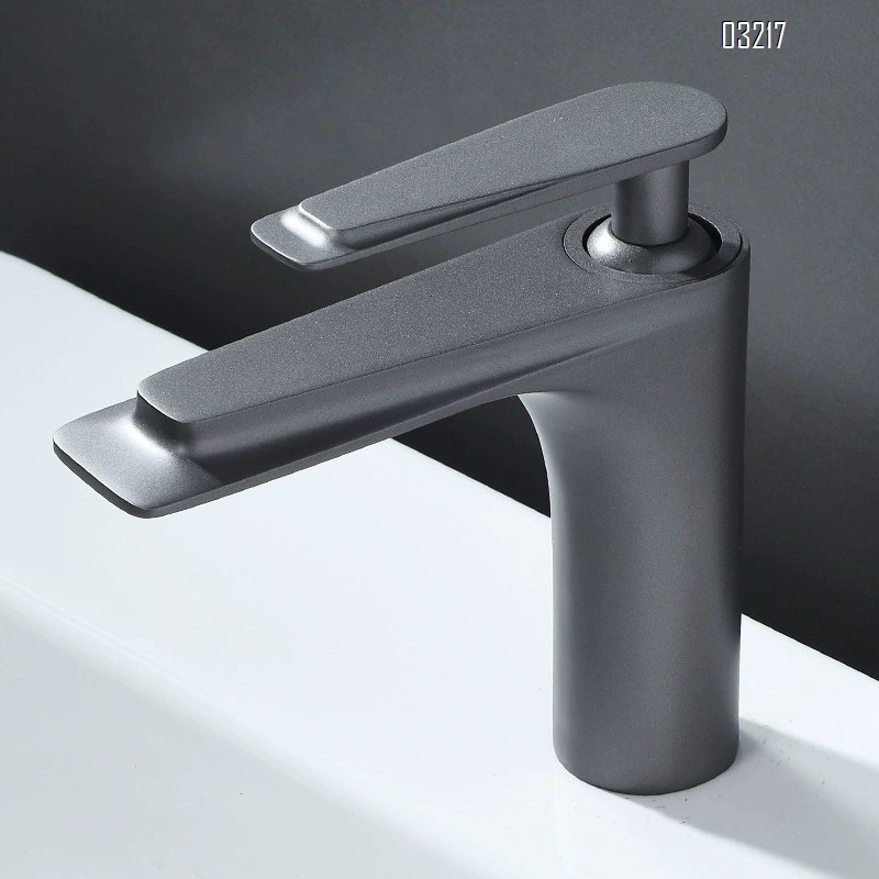 All-Brass black and gold wash basin faucet with a long spout for cold and hot water in the bathroom