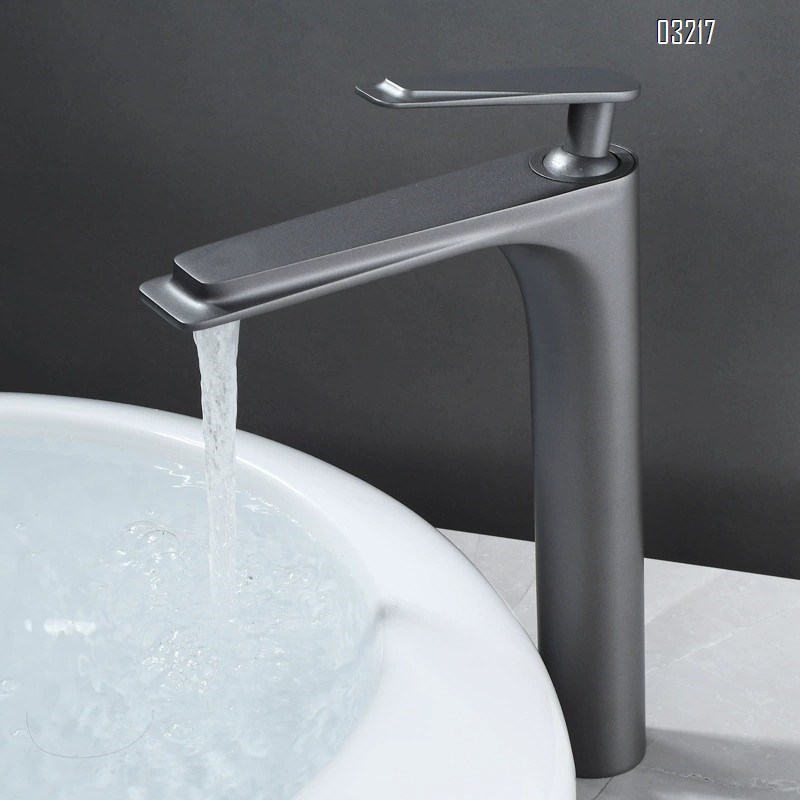 All-Brass black and gold wash basin faucet with a long spout for cold and hot water in the bathroom