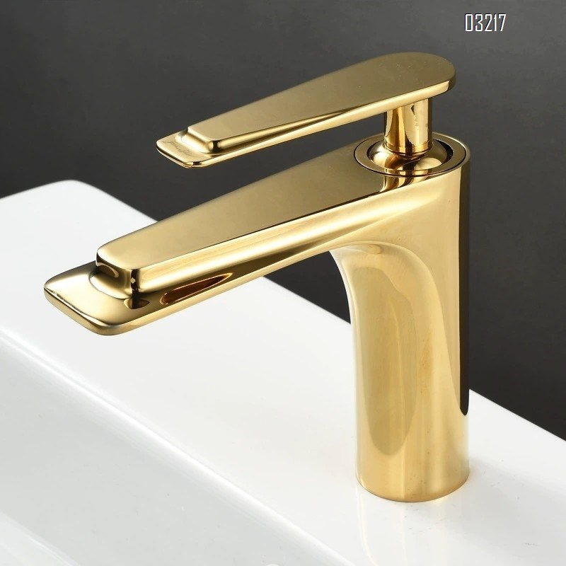 All-Brass black and gold wash basin faucet with a long spout for cold and hot water in the bathroom
