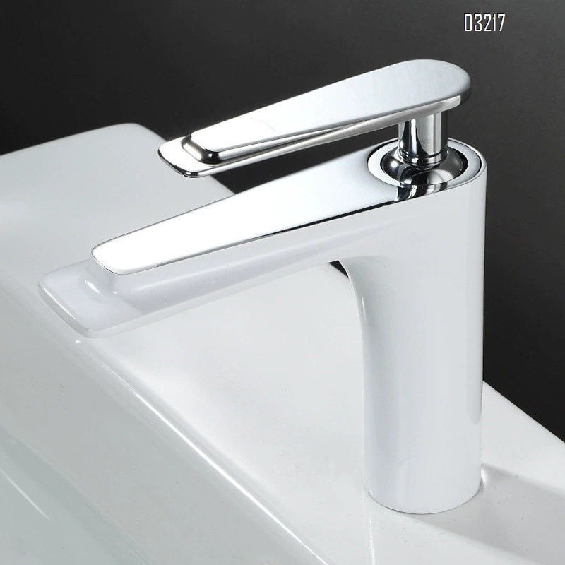 All-Brass black and gold wash basin faucet with a long spout for cold and hot water in the bathroom