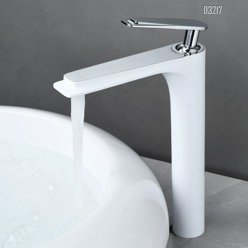 All-Brass black and gold wash basin faucet with a long spout for cold and hot water in the bathroom