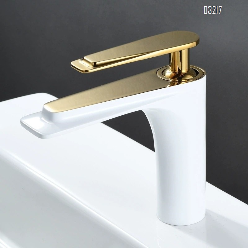 All-Brass black and gold wash basin faucet with a long spout for cold and hot water in the bathroom