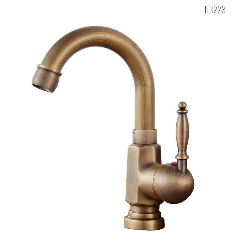 European antique full Brass cold and hot water under-counter basin wash basin faucet retro gold bathroom sanitary faucet