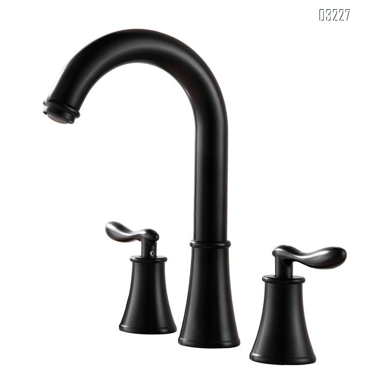 Brass Three-hole Separate Sink Faucet with Rotating Spout Split Type Cold and Hot Water Double-handle European Antique Basin Tap