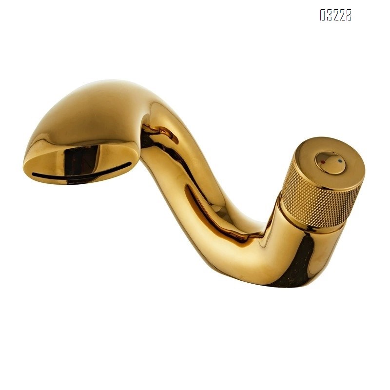 Luxury Brass Home Use Hot and Cold Water Faucet Under-Sink Basin Faucet Golden Creative Bathroom Waterfall Style Sink Tap