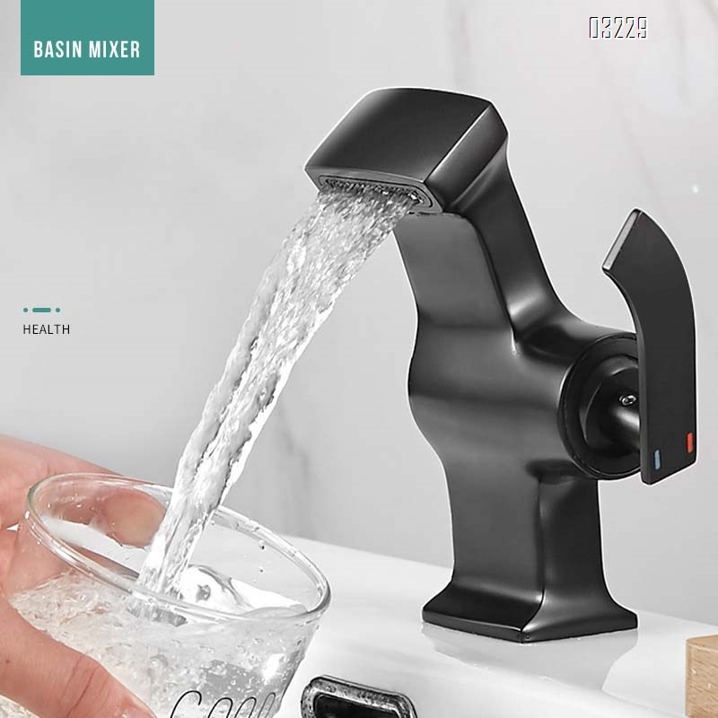 European luxury all-Brass black and gold creative design cold and hot basin faucet under-counter basin waterfall faucet