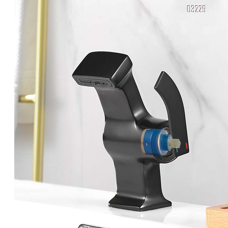 European luxury all-Brass black and gold creative design cold and hot basin faucet under-counter basin waterfall faucet