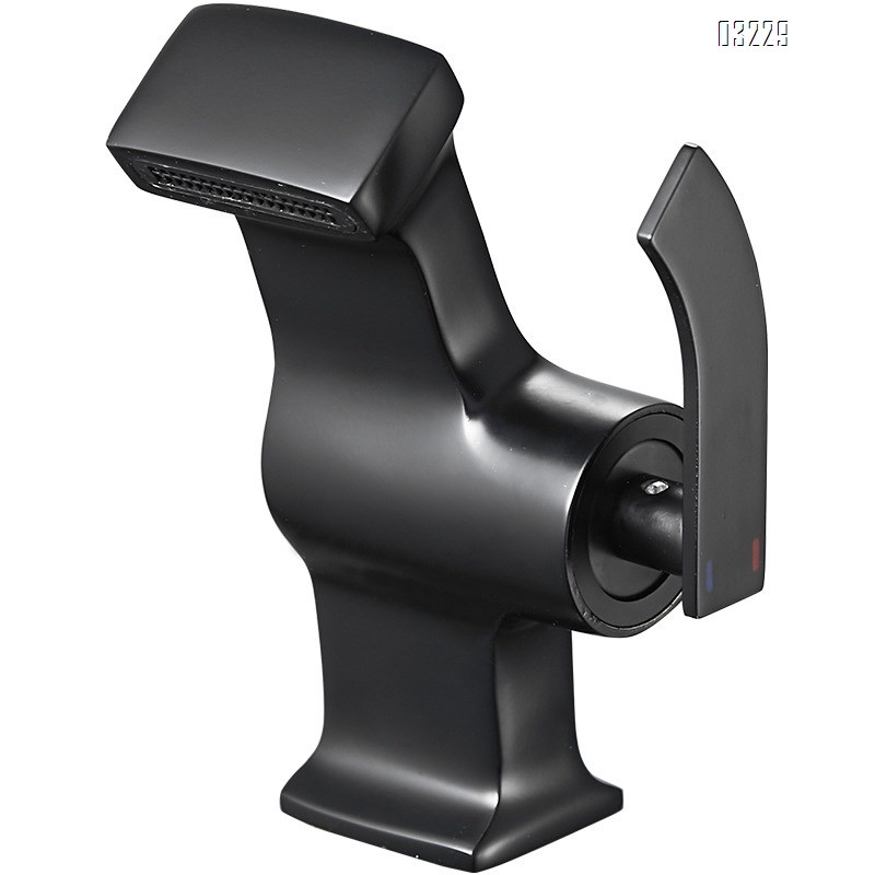 European luxury all-Brass black and gold creative design cold and hot basin faucet under-counter basin waterfall faucet